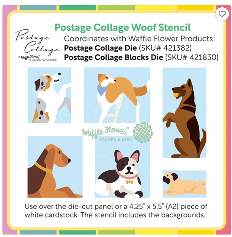 Waffle Flower Postage Collage Woof Stencil