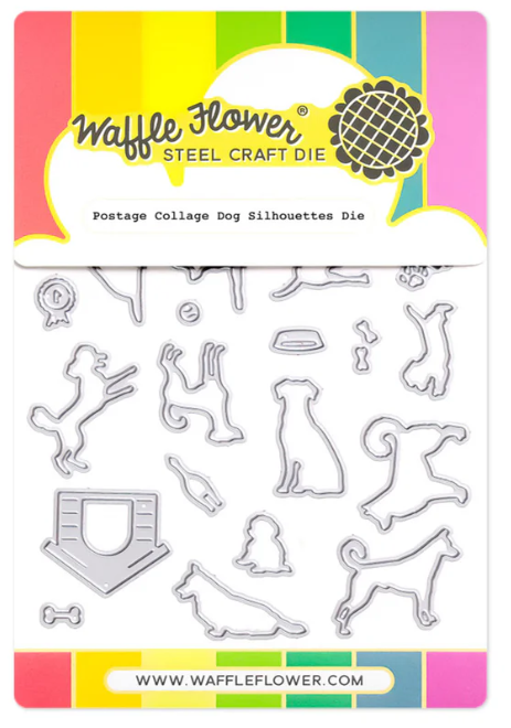 Waffle Flower Postage Collage Dog Silhouettes Die