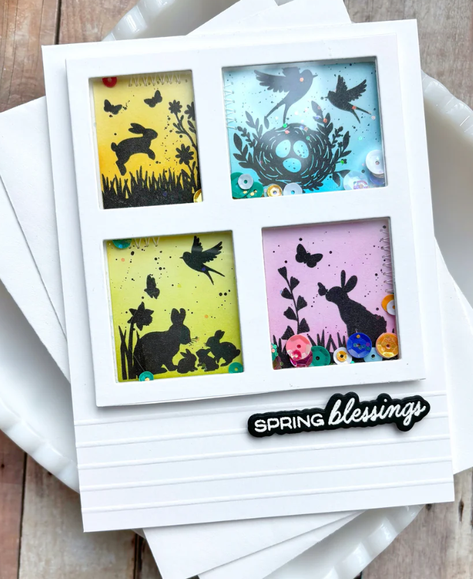 Waffle Flower Postage Collage Spring Silhouettes Clear Stamp