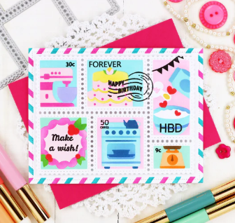 Waffle Flower Postage Collage Piped Letters Clear Stamp