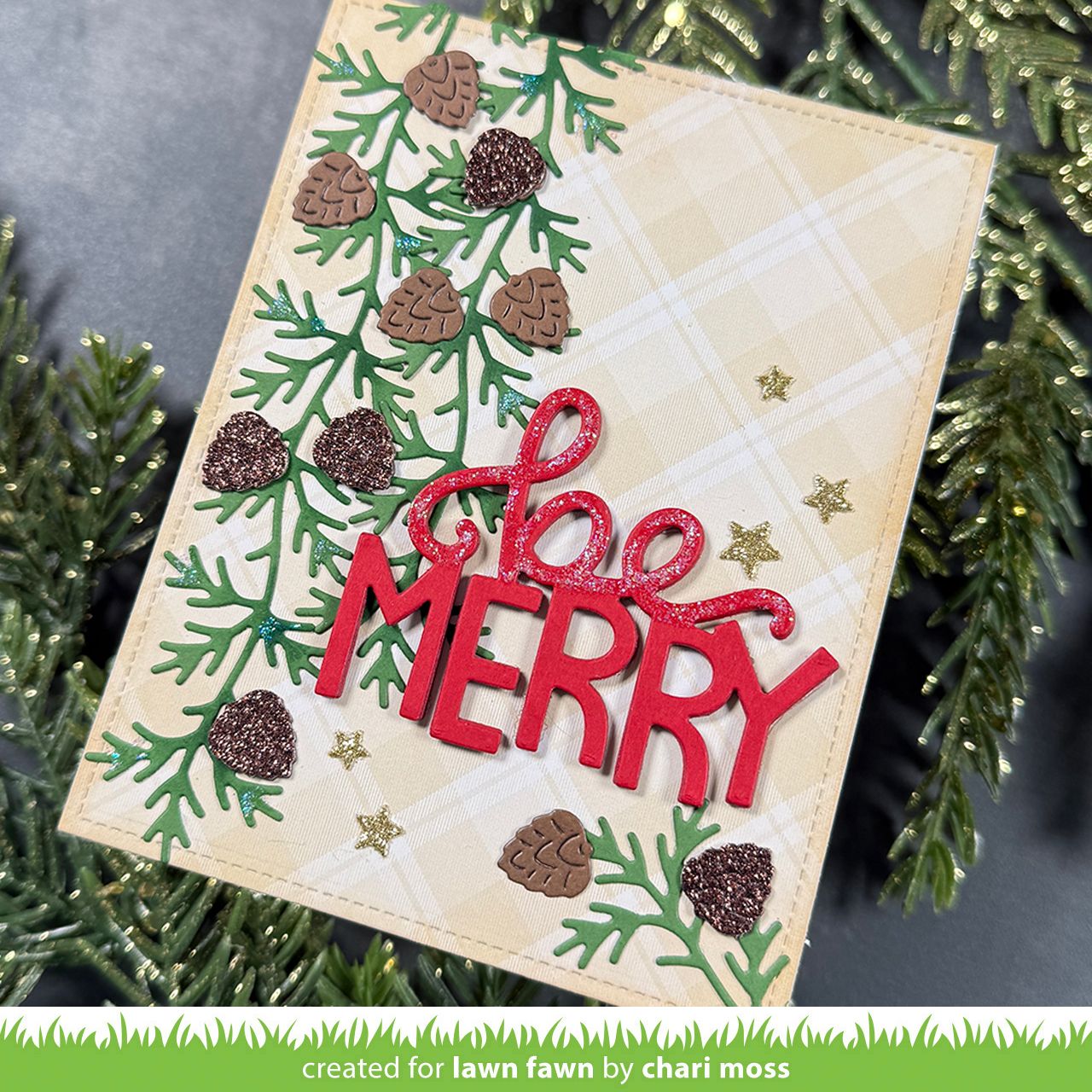 Lawn Fawn Pinecone and Leaves Border Die