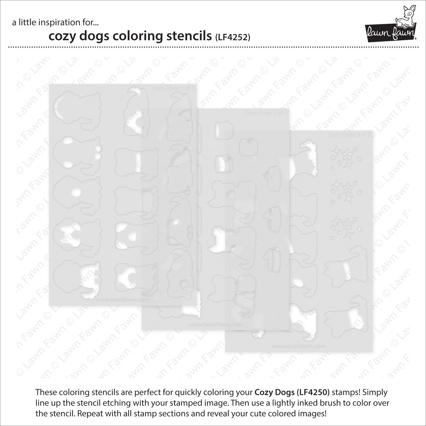 Lawn Fawn Cozy Dogs Coloring Stencils