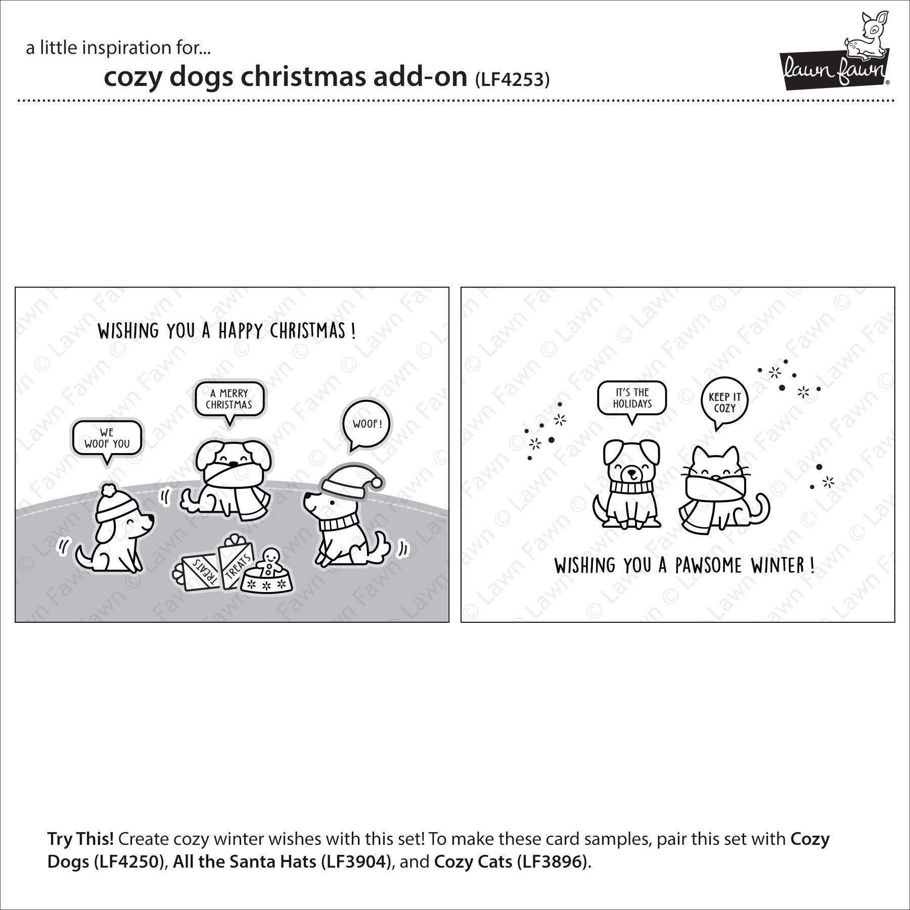 Lawn Fawn Cozy Dogs Christmas add On Stamp