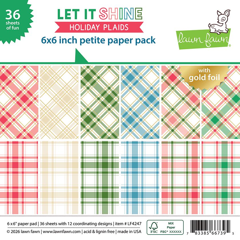 Lawn Fawn Let It Shine Holiday Plaids 6X6 Petite Paper Pack