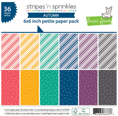 Lawn Fawn Stripes 'N Sprinkles Autumn 6X6 Paper Pack