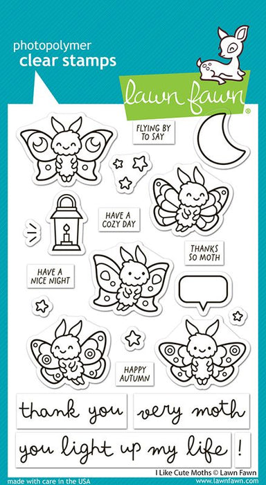 Lawn Fawn I Like Cute Moths Clear Stamp