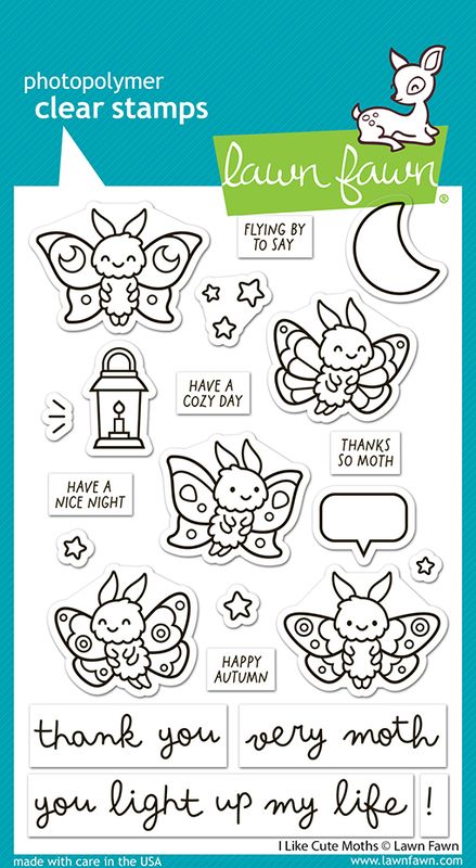 Lawn Fawn I Like Cute Moths Clear Stamp