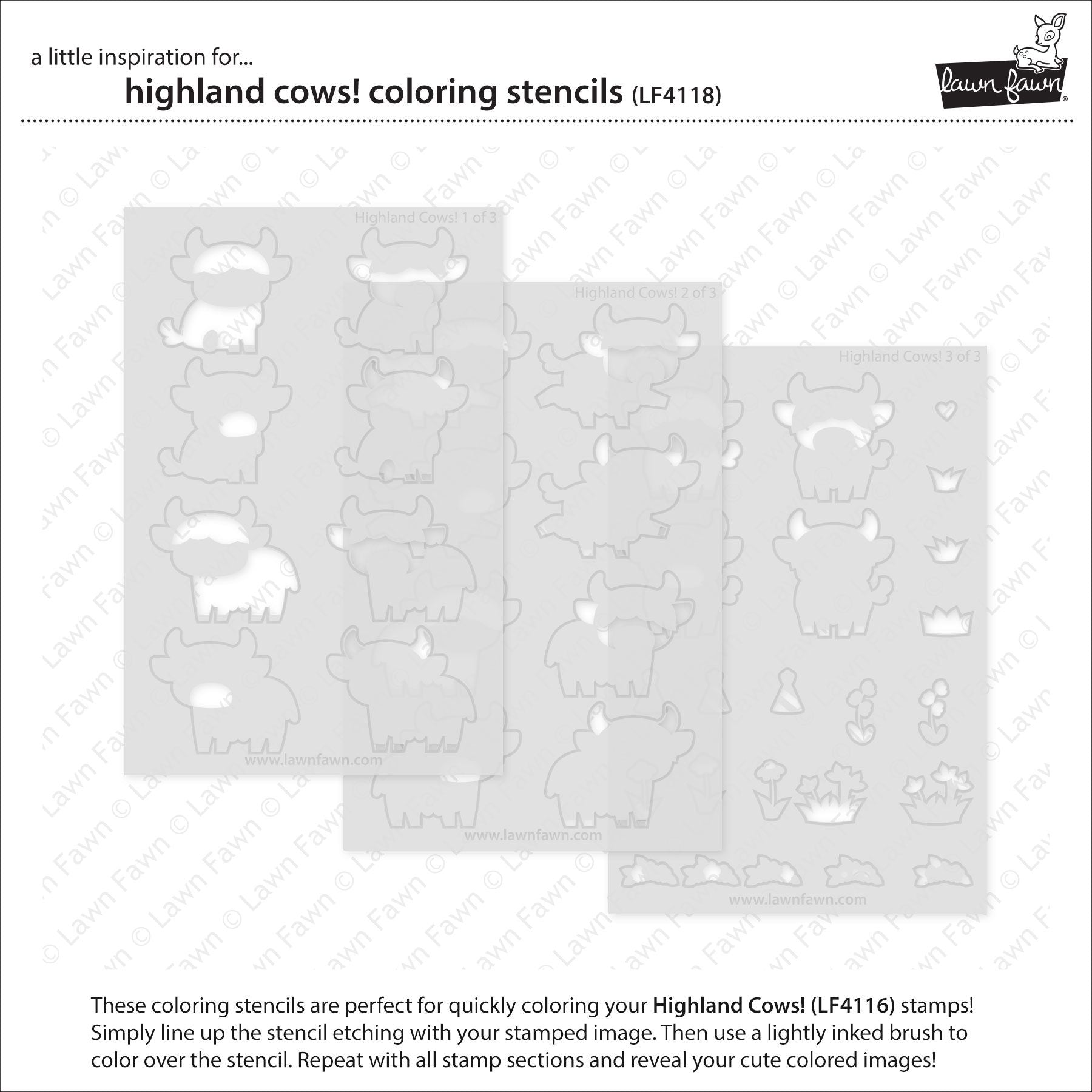 Lawn Fawn Highland Cow Coloring Stencils