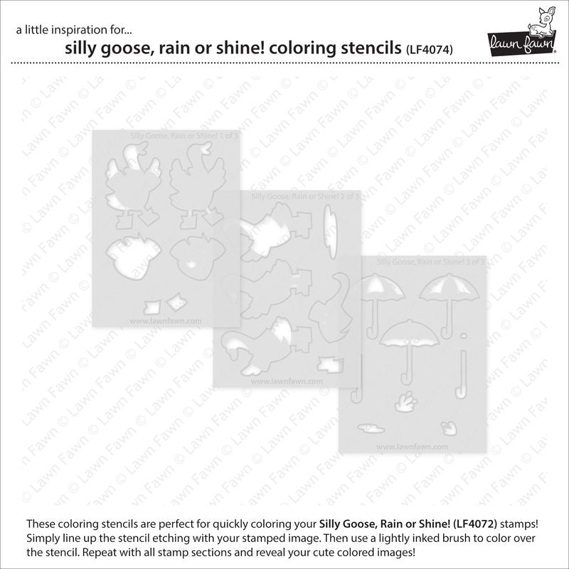 Lawn Fawn Silly Goose, Rain or Shine Coloring Stencils