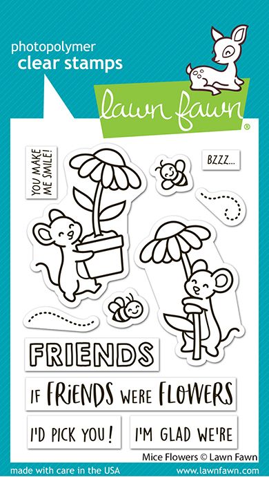 Lawn Fawn Mice Flowers Clear Stamp Set