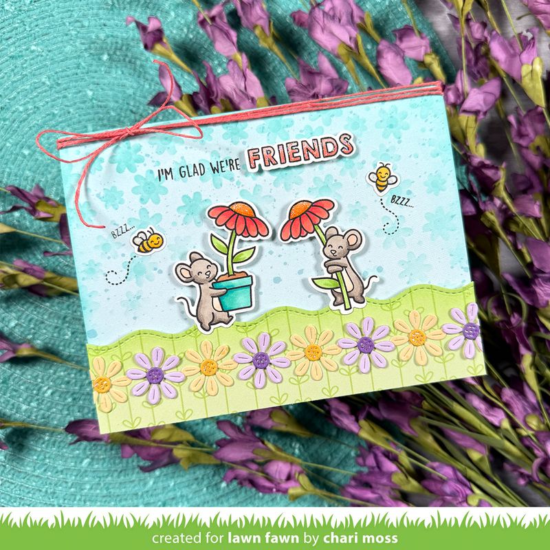 Lawn Fawn Mice Flowers Clear Stamp Set