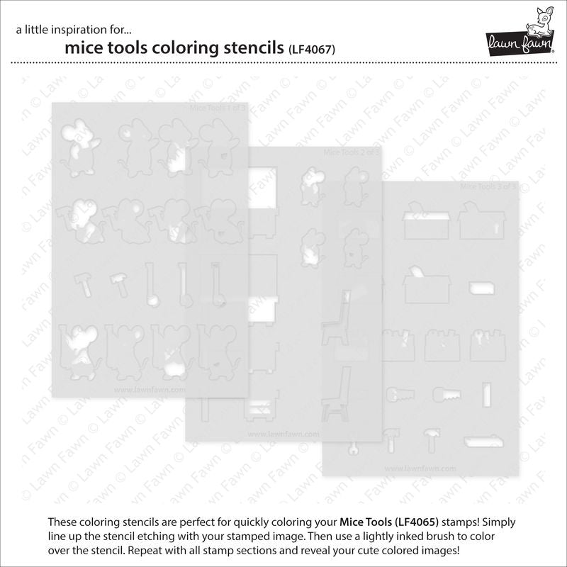Lawn Fawn Mice Tools Coloring Stencils
