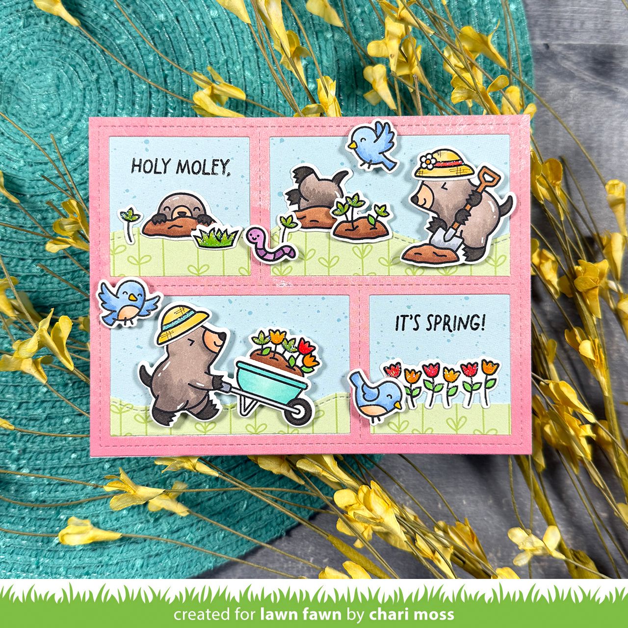 Lawn Fawn A Mole Lot of Flowers Clear Stamp