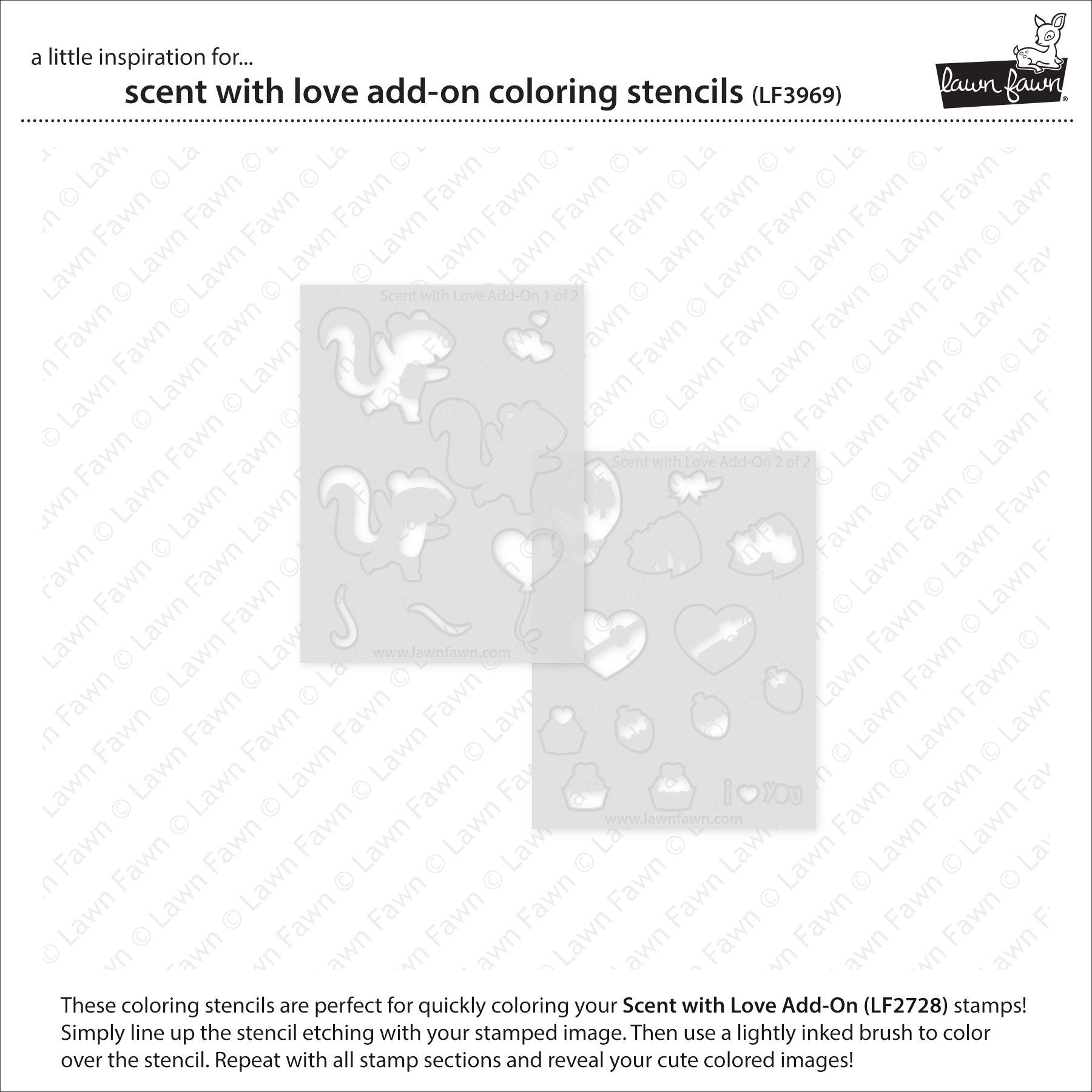 Lawn Fawn Scent With Love Add On Coloring Stencils