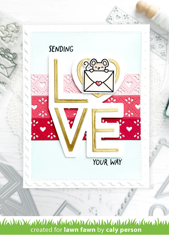 Lawn Fawn Quilted Heart Border Die