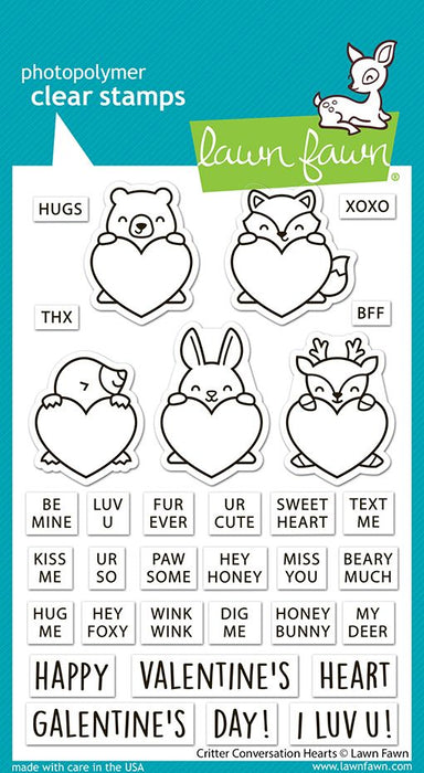 Lawn Fawn Critter Conversation Hearts Clear Stamp