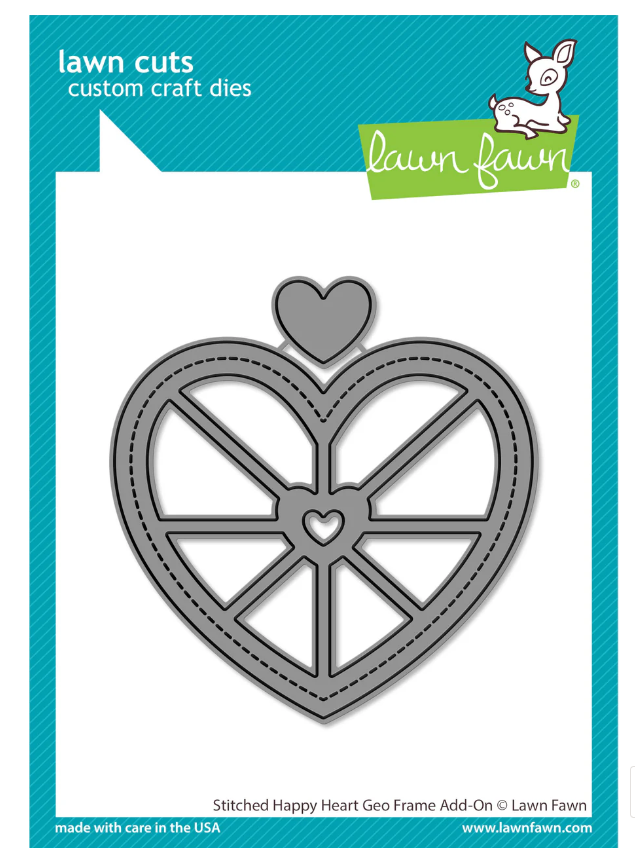 Lawn Fawn Stitched Happy Heart Geo Frame Add On Die