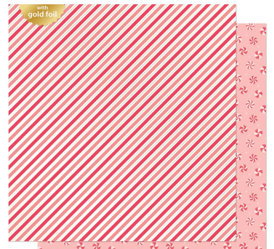 Lawn Fawn Candy Cane Lane Peppermints 12X12 Paper