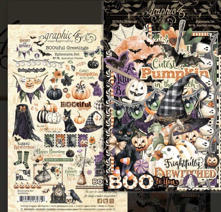 Graphic 45 BOOtiful Greetings Ephemera Set
