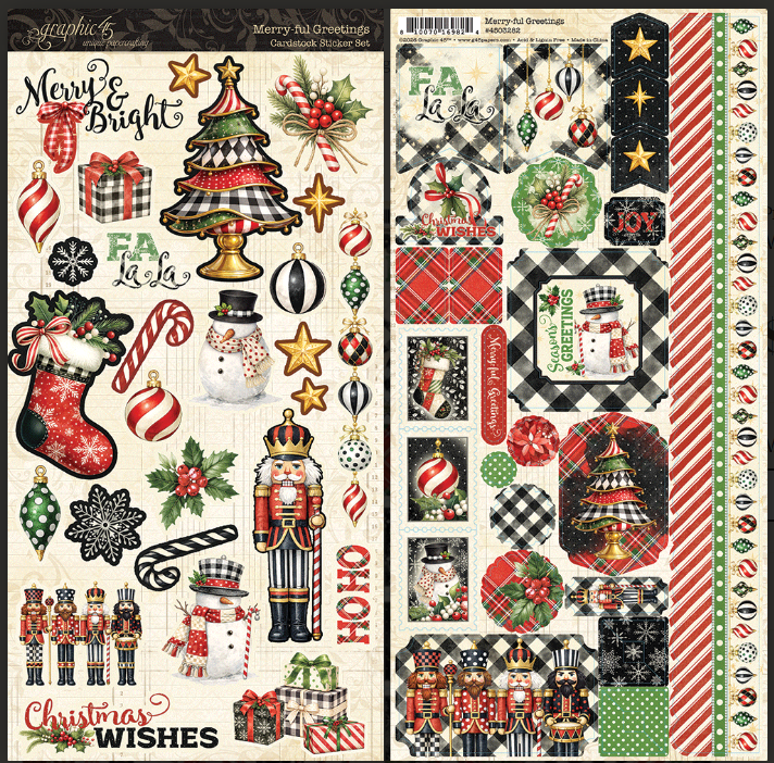 Graphic 45 Merry-full Greetings Cardstock Sticker