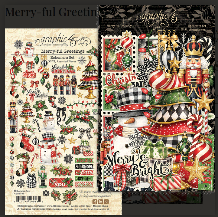 Graphic 45 Merry-ful Greetings Ephemera Set