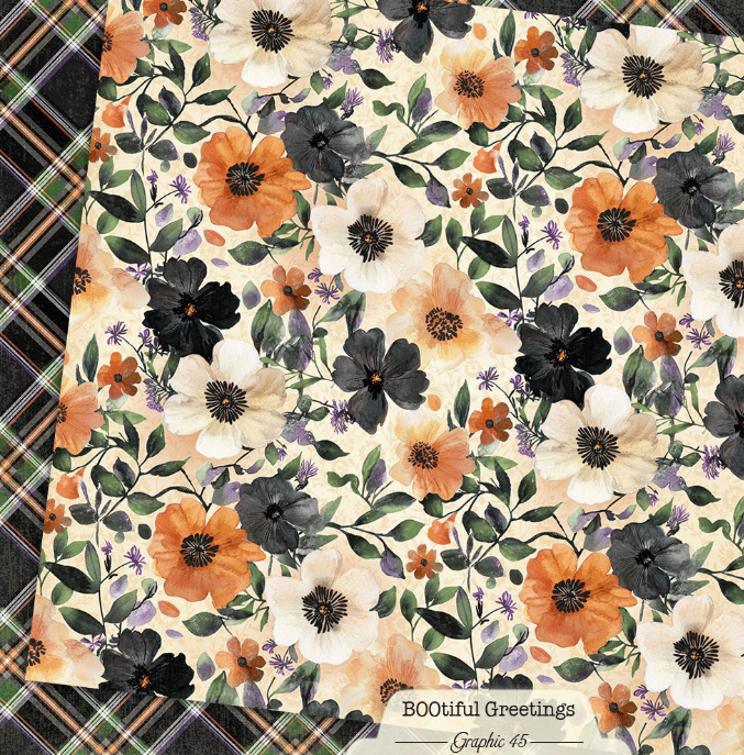 Graphic 45 BOOtiful Greetings Floral & Plaid 12X12 Paper