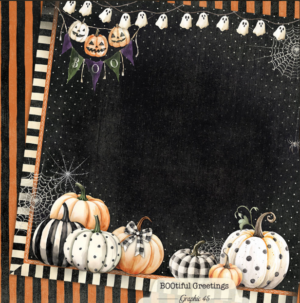 Graphic 45 BOOtiful Greetings Pumpkin Layout 12X12 Paper