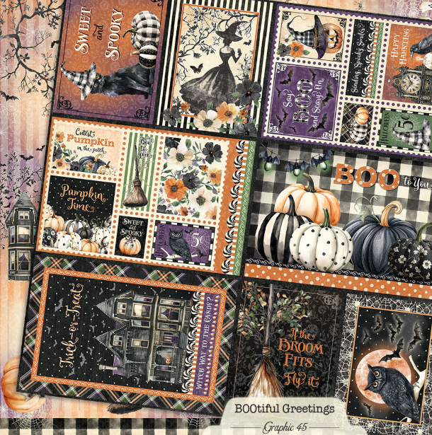 Graphic 45 BOOtiful Greetings Journaling Cut-apart 12X12 Paper