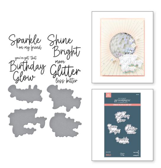 Spellbinders Sparkle On Sentiments Press Plate and Die Set