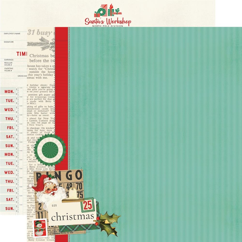 Simple Stories Holly Jolly the Nice List 12X12 Paper