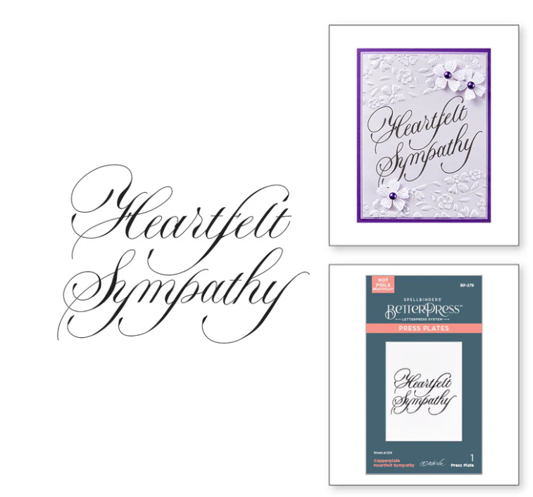 Spellbinders Copperplate Heartfelt Sympathy Press Plate