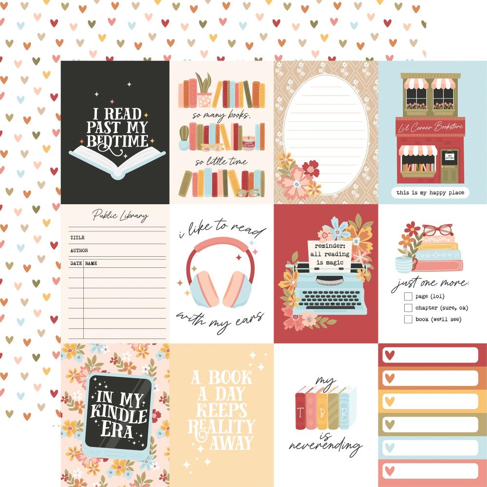Echo Park Bookish 3X4 Journaling Cards 12X12 Paper