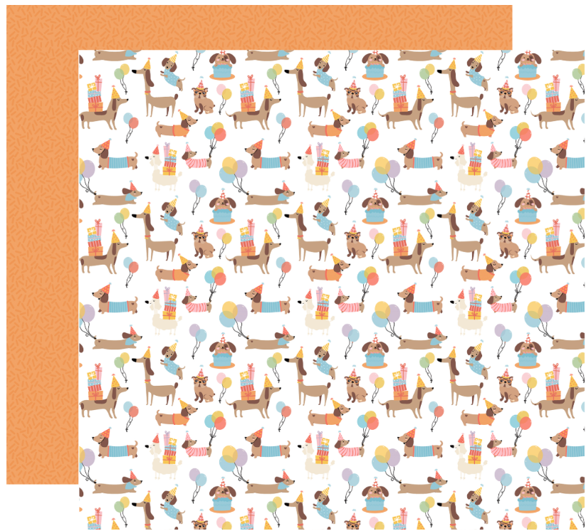 Echo Park Party Animal Party Puppies 12X12 Paper