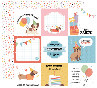 Echo Park Party Animal 4X4 Journaling Cards Paper