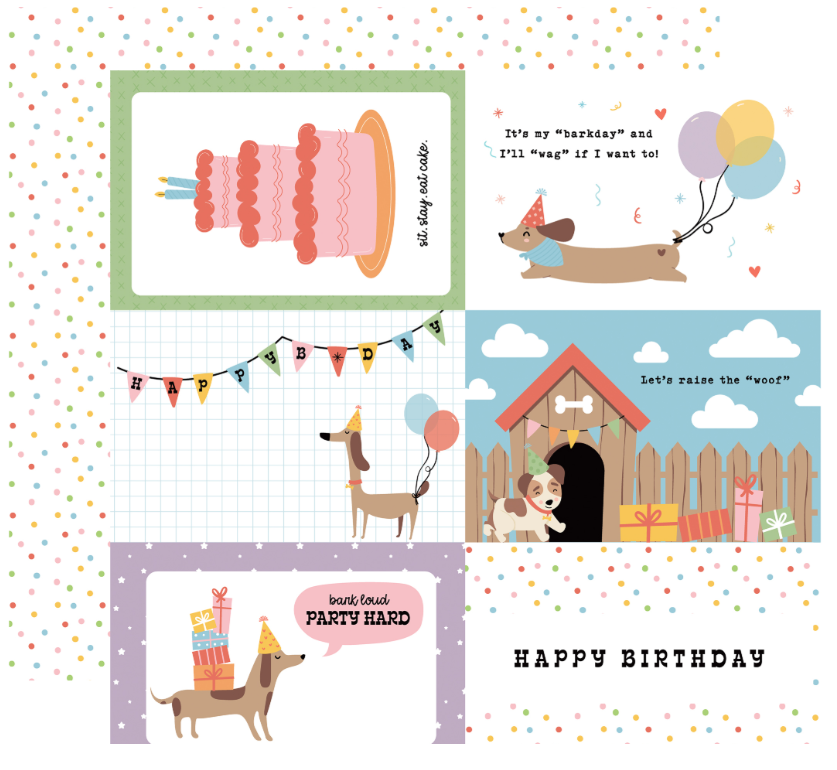 Echo Park Party Animal 6X4 Journaling Cards Paper