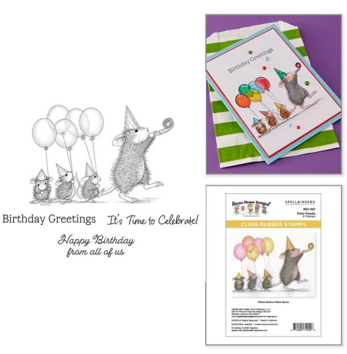 Spellbinders House Mouse Party Parade Stamp