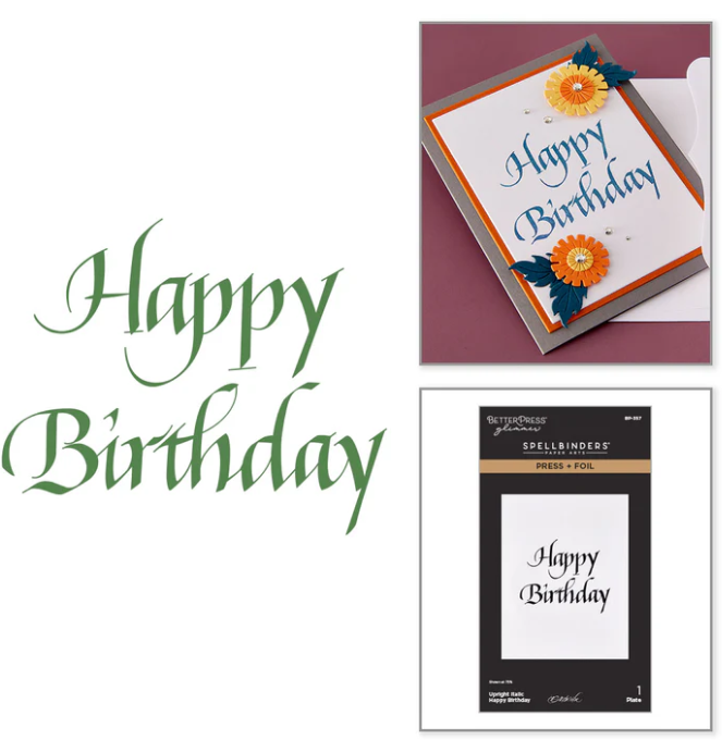 Spellbinders Upright Italic Happy Birthday Press Plate