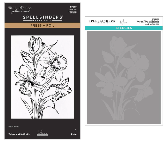 Spellbinders Tulips and Daffodils Press + Foil and Stencil Bundle