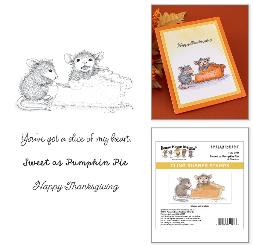Spellbinders House Mouse Sweet As Pumpkin Pie Cling Stamp