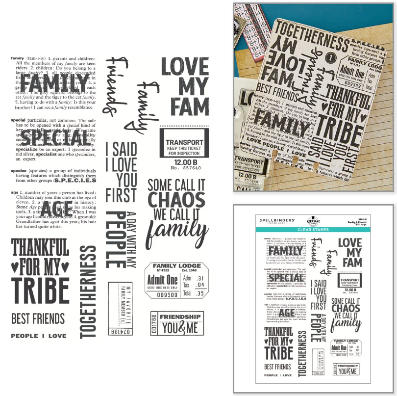 Spellbinders Family & Friends Clear Stamp Set By Esther Glas