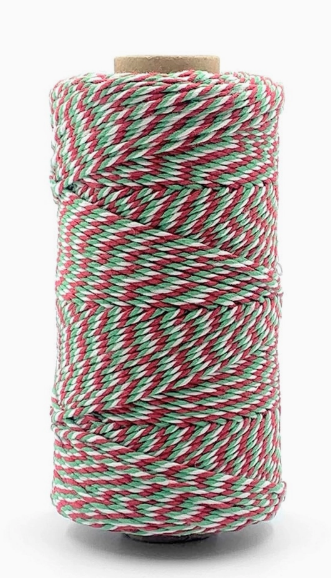May Arts 100% Cotton Twine Red, Green & White 110 Yrds