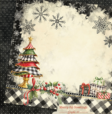 Graphic 45 Merry-ful Greetings Christmas Tree Layout 12X12 Paper