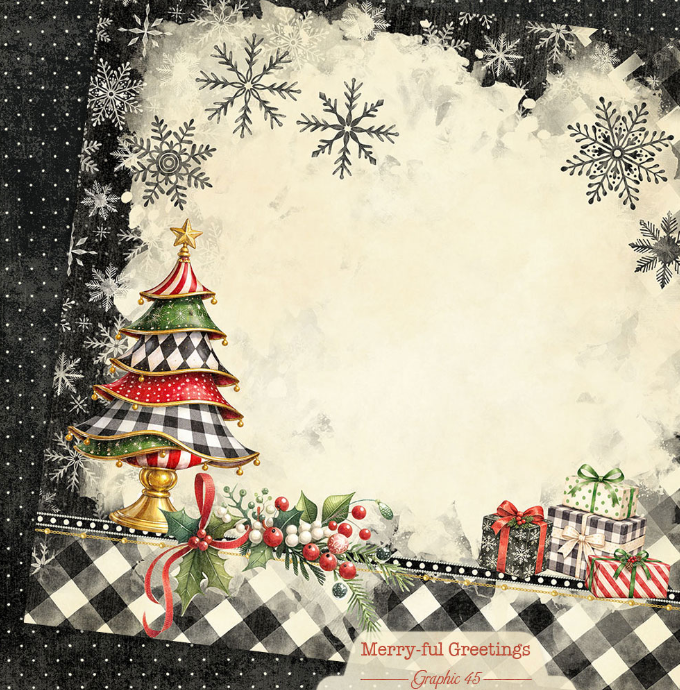 Graphic 45 Merry-ful Greetings Christmas Tree Layout 12X12 Paper