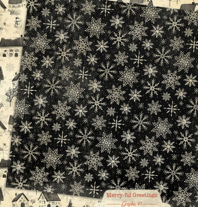 Graphic 45 Merry-ful Greetings Winter Snowflakes 12X12 Paper