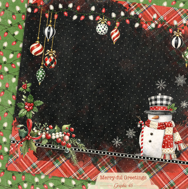 Graphic 45 Merry-ful Greetings Snowman Layout 12X12 Paper
