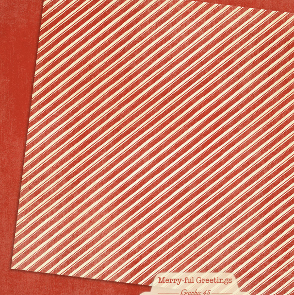 Graphic 45 Merry-ful Greetings Candy Cane Red Pattern 12X12 Paper
