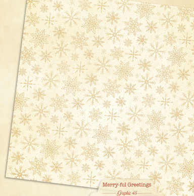 Graphic 45 Merry-ful Greetings Winter White Pattern & Solid Sheet