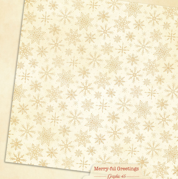 Graphic 45 Merry-ful Greetings Winter White Pattern & Solid Sheet