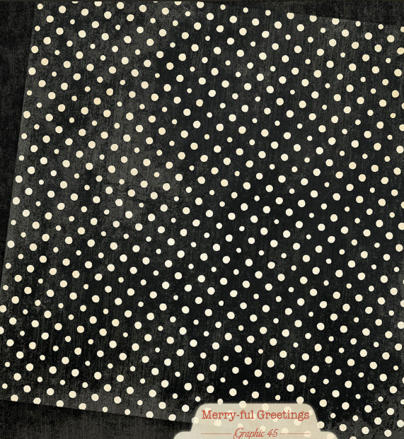 Graphic 45 Merry-ful Charcoal Black Pattern & Solid Sheet 12X12