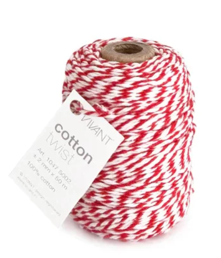 Vivant Red and White Cottone Twine 54 Yards